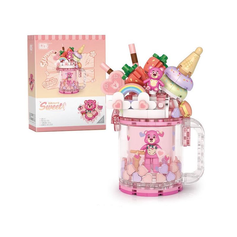 LOZ 4201 non  CỐC CÁT LÚN KEM PHÔ MAI BERRY bộ đồ chơi xếp lắp ráp ghép mô hình SWEET QUICKSAND CUP 235 khối
