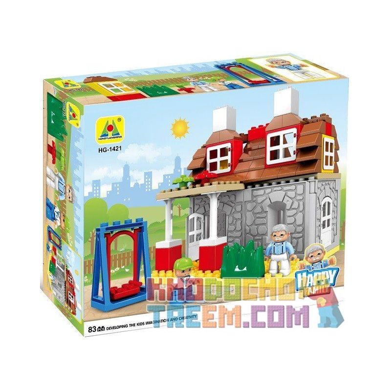 HYSTOYS HONGYUANSHENG AOLEDUOTOYS HG-1421 1421 HG1421 Xếp hình kiểu    Family House Nhà ông Ngoại 83 khối
