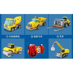 Bozhi 80463 non  KỸ THUẬT ĐÔ THỊ 8 MÔ HÌNH bộ đồ chơi xếp lắp ráp ghép mô hình Creator Sáng Tạo 714 khối