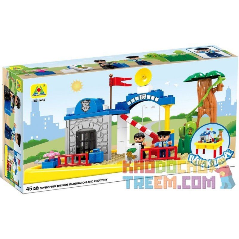 HYSTOYS HONGYUANSHENG AOLEDUOTOYS HG-1485 1485 HG1485 Xếp hình kiểu    Police Station Trại Giam Của Cảnh Sát Có Bàn Hộp 45 khối
