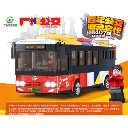 GUANGZHOU PUBLIC TRANSPORT GROUP BB072 non  XE BUÝT QUẢNG CHÂU CỔ ĐIỂN TUYẾN 107 bộ đồ chơi xếp lắp ráp ghép mô hình City Thành Phố 613 khối