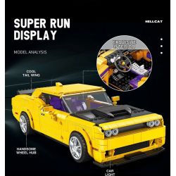 REOBRIX 11030 non  DODGE CHALLENGER SRT HELLCAT tỷ lệ 1:12 bộ đồ chơi xếp lắp ráp ghép mô hình Model Team DODGE HELLCAT Mô Hình Hiện Đại 1740 khối