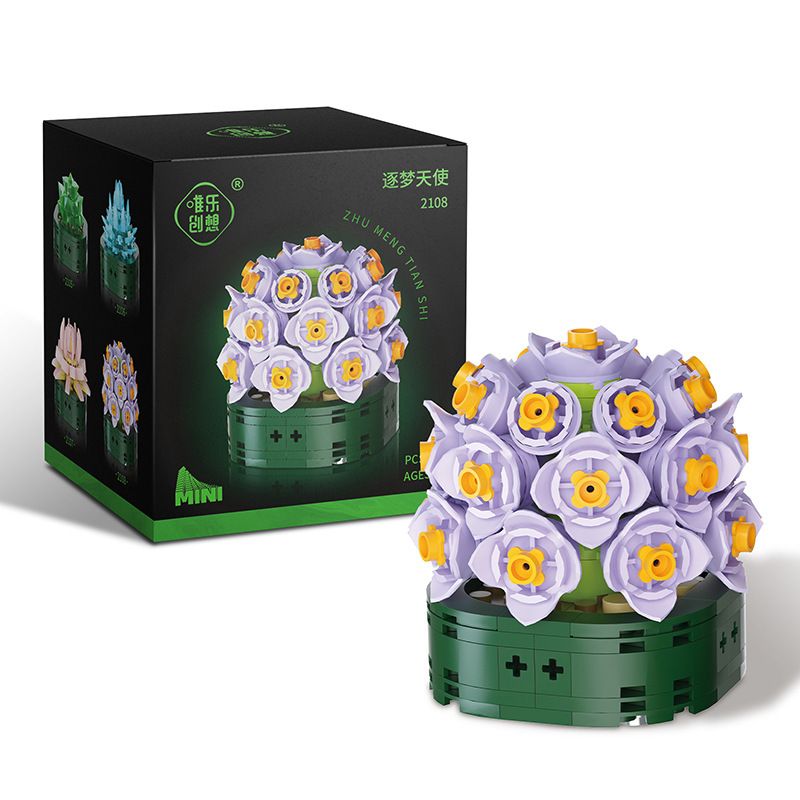 WELEMAGINATION 2108 non  CHẬU CÂY KẾT HỢP MỌNG NƯỚC DREAM ANGEL bộ đồ chơi xếp lắp ráp ghép mô hình Flowers POTTED GARDEN Hoa 182 khối