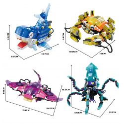 ZHEGAO 662001 non  4 LOẠI CÁ MẬP BIỂN SÂU PHÁT SÁNG CUA ĐUỐI MỰC bộ đồ chơi xếp lắp ráp ghép mô hình Creator DEEP-SEA DRGANISMS Sáng Tạo