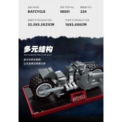 JIESTAR 58051 non  ĐUA XE NHỰA ĐƯỜNG BATBIKE bộ đồ chơi xếp lắp ráp ghép mô hình BATCYCLE 224 khối