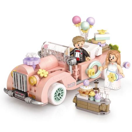 LOZ 4210 non  Q MENG CAR XE CƯỚI CỔ ĐIỂN bộ đồ chơi xếp lắp ráp ghép mô hình Girl SWEET Con Gái 290 khối