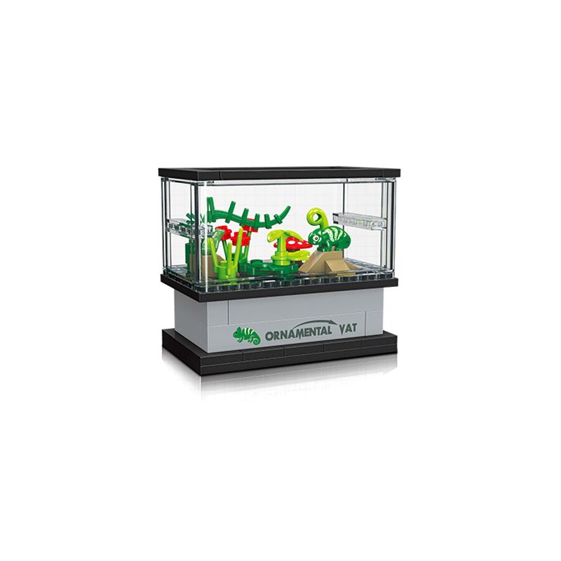 JIESTAR 59220 non  THẾ GIỚI VI MÔ HỘP XEM THÚ CƯNG BÒ SÁT bộ đồ chơi xếp lắp ráp ghép mô hình REPTILE 63 khối