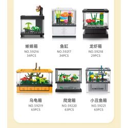 JIESTAR 59219 non  MÔ HÌNH THU NHỎ HỘP XEM RÙA bộ đồ chơi xếp lắp ráp ghép mô hình TURTLE 63 khối