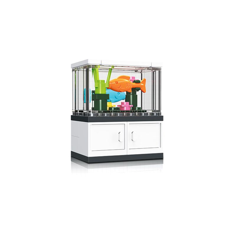 JIESTAR 59217 non  THẾ GIỚI VI MÔ BỂ CÁ bộ đồ chơi xếp lắp ráp ghép mô hình FISH TANK 34 khối
