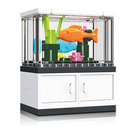 JIESTAR 59217 non  THẾ GIỚI VI MÔ BỂ CÁ bộ đồ chơi xếp lắp ráp ghép mô hình FISH TANK 34 khối