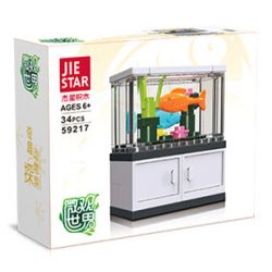 JIESTAR 59217 non  THẾ GIỚI VI MÔ BỂ CÁ bộ đồ chơi xếp lắp ráp ghép mô hình FISH TANK 34 khối