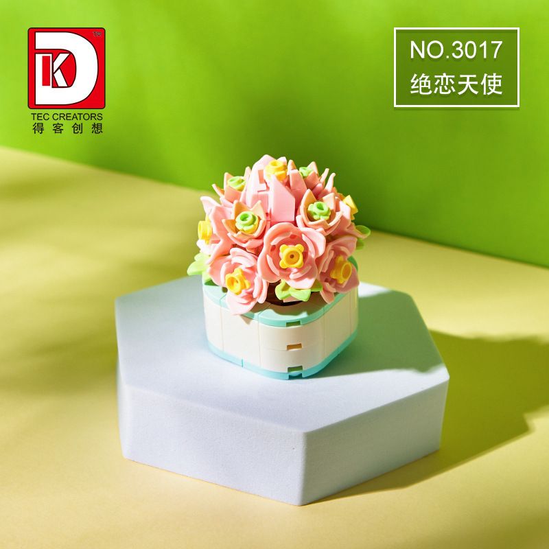 DK 3017 non  CỬA HÀNG HOA CÂY CẢNH THIÊN THẦN TÌNH YÊU bộ đồ chơi xếp lắp ráp ghép mô hình Flowers 96 khối