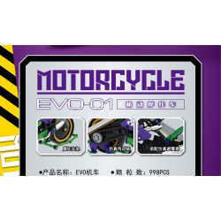 DK 5008 non  XE MÁY EVO-01 bộ đồ chơi xếp lắp ráp ghép mô hình EVO-01 MOTORCYCLE 998 khối