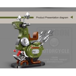 SMALL ANGLE JD001 non  XE ĐẠP MỘT BÁNH bộ đồ chơi xếp lắp ráp ghép mô hình DRAGON MOTOBCYCLE 585 khối