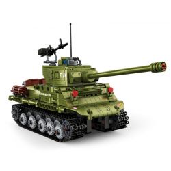 DECOOL BRICKCOOL 3908 non  XE TĂNG ĐIỀU KHIỂN TỪ XA M4A3 bộ đồ chơi xếp lắp ráp ghép mô hình Military Army M4A3 REMOTE CONTROL TANK Quân Sự Bộ Đội 677 khối