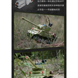 DECOOL BRICKCOOL 3908 non  XE TĂNG ĐIỀU KHIỂN TỪ XA M4A3 bộ đồ chơi xếp lắp ráp ghép mô hình Military Army M4A3 REMOTE CONTROL TANK Quân Sự Bộ Đội 677 khối