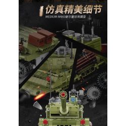 DECOOL BRICKCOOL 3908 non  XE TĂNG ĐIỀU KHIỂN TỪ XA M4A3 bộ đồ chơi xếp lắp ráp ghép mô hình Military Army M4A3 REMOTE CONTROL TANK Quân Sự Bộ Đội 677 khối