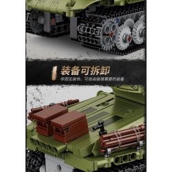 DECOOL BRICKCOOL 3908 non  XE TĂNG ĐIỀU KHIỂN TỪ XA M4A3 bộ đồ chơi xếp lắp ráp ghép mô hình Military Army M4A3 REMOTE CONTROL TANK Quân Sự Bộ Đội 677 khối