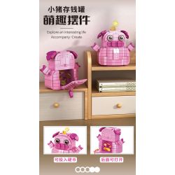 PEIZ 0830 non  4 MÓN ĐỒ TRANG TRÍ BÀN LÀM VIỆC VĂN PHÒNG DỄ THƯƠNG HỘP ĐỰNG BÚT MÈO THỎ GIÁ ĐỠ GẤU HEO ĐẤT bộ đồ chơi xếp lắp ráp ghép mô hình 944 khối