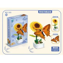 ZUANMA 103F non  8 LOẠI CHẬU TRỒNG CÔN TRÙNG ỐC SÊN ONG BƯỚM VE SẦU CHUỒN BỌ RÙA TÊ GIÁC bộ đồ chơi xếp lắp ráp ghép mô hình Flowers Hoa 1626 khối