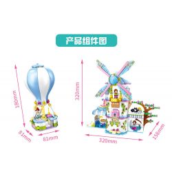 FORANGE FC3507 3507 non  NGÔI NHÀ MƠ ƯỚC CỐI XAY GIÓ bộ đồ chơi xếp lắp ráp ghép mô hình Girl DREAM HOUSE Con Gái 620 khối