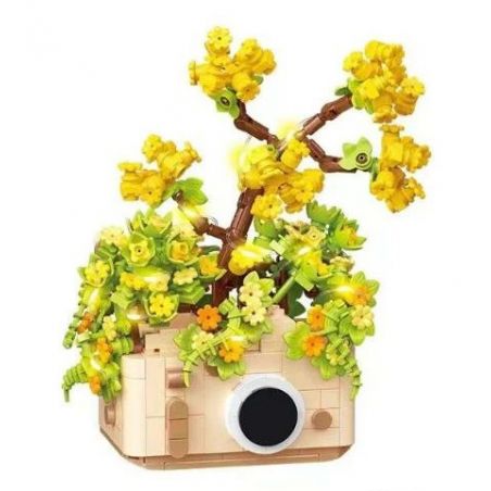 CACO D006-3 006-3 non  CHẬU HOA bộ đồ chơi xếp lắp ráp ghép mô hình Flowers 601 khối