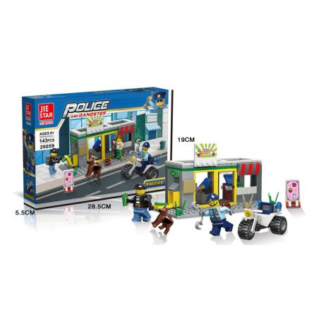 JIESTAR 20059 non  CÔNG AN TP KHỦNG HOẢNG CỬA HÀNG TIỆN LỢI bộ đồ chơi xếp lắp ráp ghép mô hình City CONVENIENCE STORE Thành Phố 143 khối