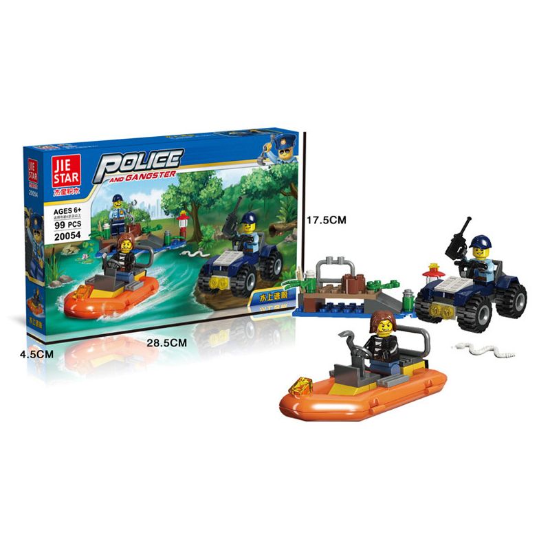 JIESTAR 20054 non  CẢNH SÁT THÀNH PHỐ THOÁT NƯỚC bộ đồ chơi xếp lắp ráp ghép mô hình City WATER ESCAPE 99 khối