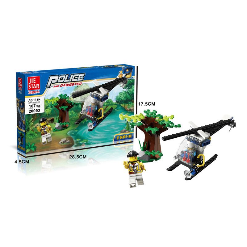JIESTAR 20053 non  CẢNH SÁT THÀNH PHỐ MÁY BAY TRỰC THĂNG GUNSHIP bộ đồ chơi xếp lắp ráp ghép mô hình City HELICOPTER 107 khối