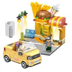 PanlosBrick 685003 Panlos Brick 685003 non  CỬA HÀNG BÁNH BURGER MINIEV WULING HONGGUANG MUI TRẦN bộ đồ chơi xếp lắp ráp ghép mô hình BURGER SHOP 442 khối