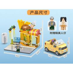 PanlosBrick 685003 Panlos Brick 685003 non  CỬA HÀNG BÁNH BURGER MINIEV WULING HONGGUANG MUI TRẦN bộ đồ chơi xếp lắp ráp ghép mô hình BURGER SHOP 442 khối