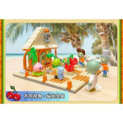 GUDI 60025 non  CUỘC CHIẾN THỰC VẬT BỐI CẢNH BÃI BIỂN CÓ LÀN SÓNG LỚN bộ đồ chơi xếp lắp ráp ghép mô hình Movie & Game Phim Và Trò Chơi 296 khối