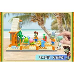 GUDI 60025 non  CUỘC CHIẾN THỰC VẬT BỐI CẢNH BÃI BIỂN CÓ LÀN SÓNG LỚN bộ đồ chơi xếp lắp ráp ghép mô hình Movie & Game Phim Và Trò Chơi 296 khối