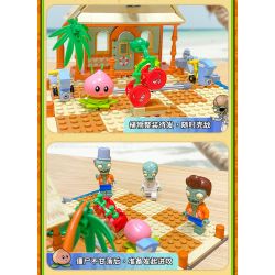 GUDI 60025 non  CUỘC CHIẾN THỰC VẬT BỐI CẢNH BÃI BIỂN CÓ LÀN SÓNG LỚN bộ đồ chơi xếp lắp ráp ghép mô hình Movie & Game Phim Và Trò Chơi 296 khối