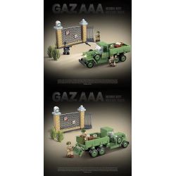 QuanGuan 100113 Quan Guan 100113 non  XE TẢI QUÂN SỰ HẠNG TRUNG GAZ AAA CỦA LIÊN XÔ bộ đồ chơi xếp lắp ráp ghép mô hình Military Army GAZ AAA MEDIUM DUTY MILITARY TRUCK Quân Sự Bộ Đội 398 khối