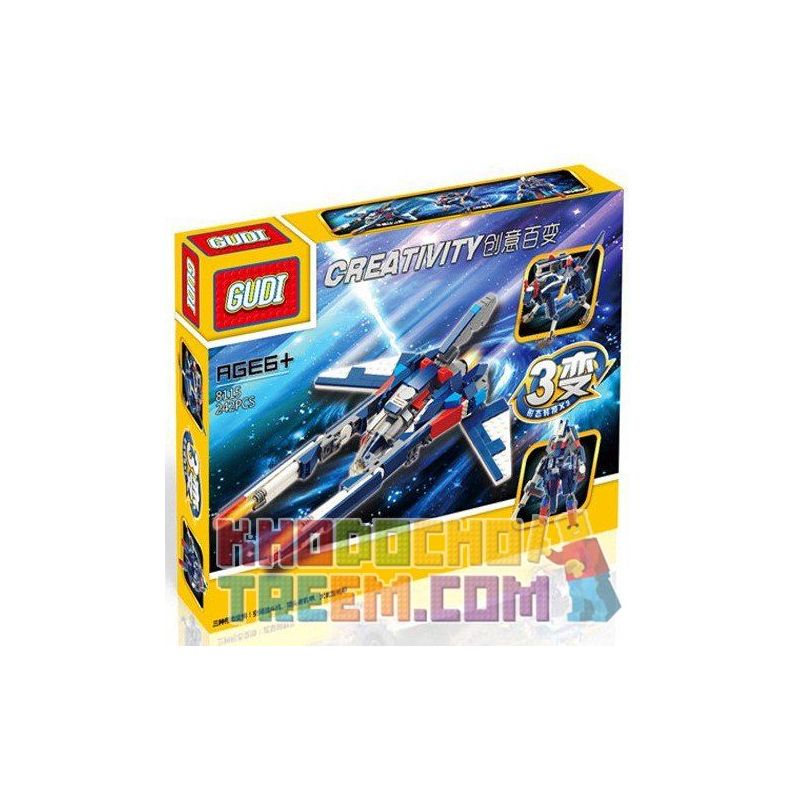 GUDI 8115 Xếp hình kiểu  CREATOR 3 IN 1 Creativity Transforming Rô Bốt Biến Hình Thành Phi Thuyền Chó Săn 242 khối