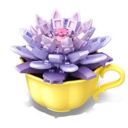 SEMBO 611047 non  SHOP HOA ĐẸP NHƯ MƠ SEN ĐỎ bộ đồ chơi xếp lắp ráp ghép mô hình Flowers 86 khối