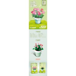 SEMBO 611060 non  CHẬU CÂY DỄ THƯƠNG CỐC HOA HỒNG bộ đồ chơi xếp lắp ráp ghép mô hình Flowers 67 khối