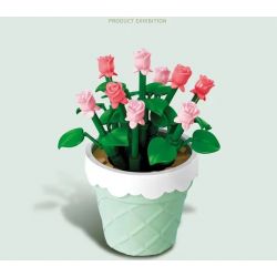 SEMBO 611060 non  CHẬU CÂY DỄ THƯƠNG CỐC HOA HỒNG bộ đồ chơi xếp lắp ráp ghép mô hình Flowers 67 khối