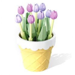 SEMBO 611059 non  CHẬU CÂY DỄ THƯƠNG CỐC HOA TULIP bộ đồ chơi xếp lắp ráp ghép mô hình Flowers 67 khối
