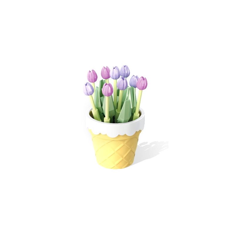 SEMBO 611059 non  CHẬU CÂY DỄ THƯƠNG CỐC HOA TULIP bộ đồ chơi xếp lắp ráp ghép mô hình Flowers 67 khối