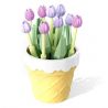 SEMBO 611059 non  CHẬU CÂY DỄ THƯƠNG CỐC HOA TULIP bộ đồ chơi xếp lắp ráp ghép mô hình Flowers 67 khối
