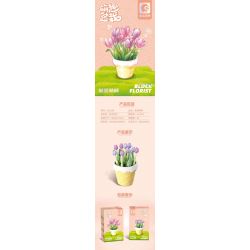 SEMBO 611059 non  CHẬU CÂY DỄ THƯƠNG CỐC HOA TULIP bộ đồ chơi xếp lắp ráp ghép mô hình Flowers 67 khối
