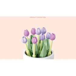 SEMBO 611059 non  CHẬU CÂY DỄ THƯƠNG CỐC HOA TULIP bộ đồ chơi xếp lắp ráp ghép mô hình Flowers 67 khối