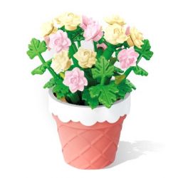 SEMBO 611058 non  CHẬU CÂY DỄ THƯƠNG VANILLA CUTE CUP bộ đồ chơi xếp lắp ráp ghép mô hình Flowers Hoa 121 khối