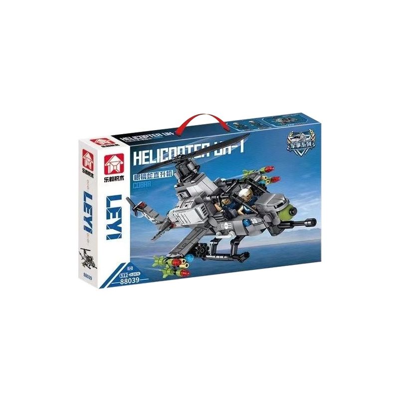 LE YI 88039 non  MÁY BAY TRỰC THĂNG RẮN HỔ MANG bộ đồ chơi xếp lắp ráp ghép mô hình Military Army AH-1 ATTACK HELICOPTER Quân Sự Bộ Đội 512 khối