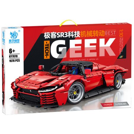 KUYU MOXING KY7071 7071 KY7070 7070 non  CÔNG NGHỆ GEEK SR3 FERRARI SP3 tỷ lệ 1:10 bộ đồ chơi xếp lắp ráp ghép mô hình  FERRARI SP3 SUPERCAR Kỹ Thuật Công Nghệ Cao Mô Hình Phương Tiện 1676 khối