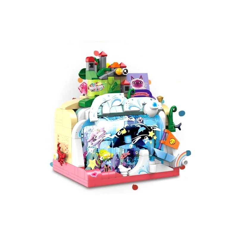 ZHEGAO QL1034 1034 non  NGƯỜI GIỮ BÚT THÚ VỊ GIẤC MƠ XANH bộ đồ chơi xếp lắp ráp ghép mô hình Stationery 306 khối