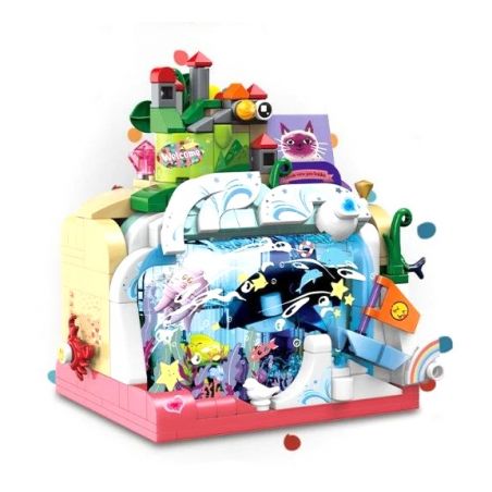 ZHEGAO QL1034 1034 non  NGƯỜI GIỮ BÚT THÚ VỊ GIẤC MƠ XANH bộ đồ chơi xếp lắp ráp ghép mô hình Stationery 306 khối