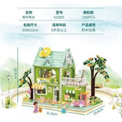 ZHEGAO 612003 non  QUÁN TRÀ CHANH bộ đồ chơi xếp lắp ráp ghép mô hình Creator LIME TEA SHOP Sáng Tạo 1350 khối
